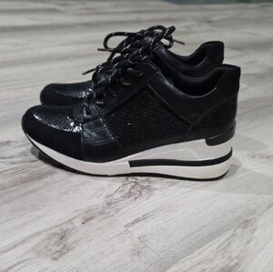 Steve Madden Black and White Women's Wedge Sneakers